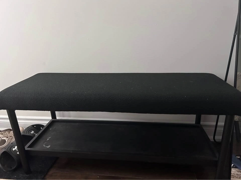 Bouclair fabric and metal bench - photo 2