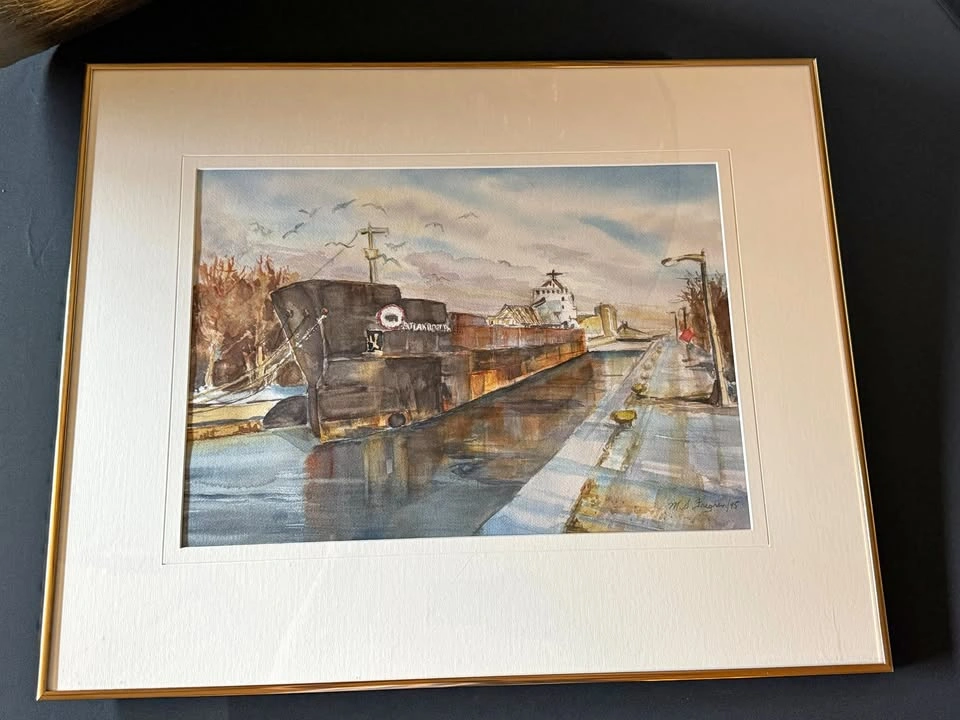 Atlantic Trader Watercolour by Madeleine Sarah Fregren - framed