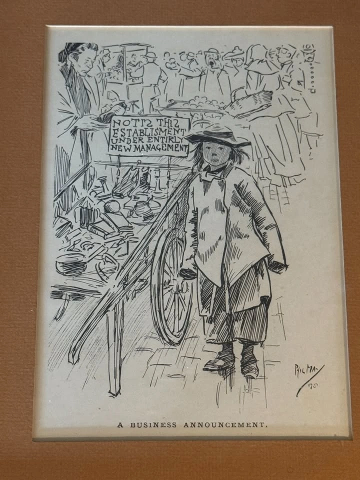 Phil May Illustration framed "A Business Announcement" - photo 2