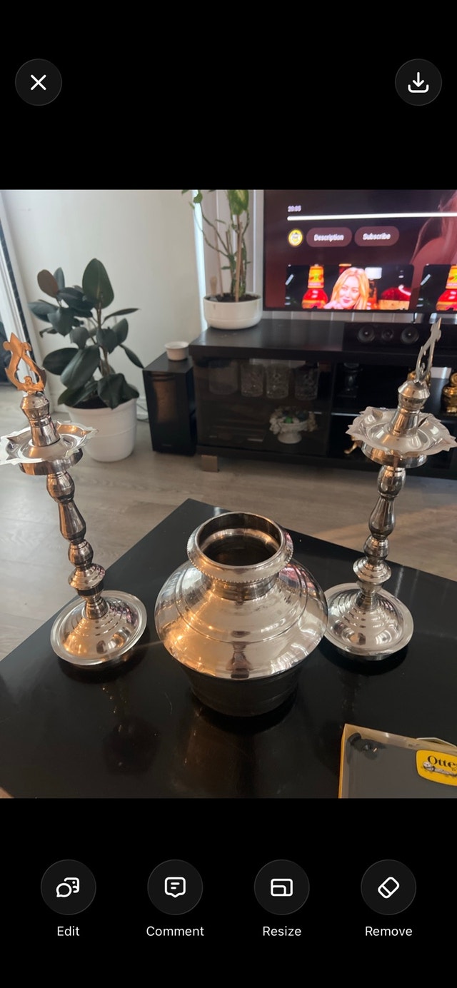 Traditional Silver Plated Brass Pooja Kuthu Vilakku and Kalash