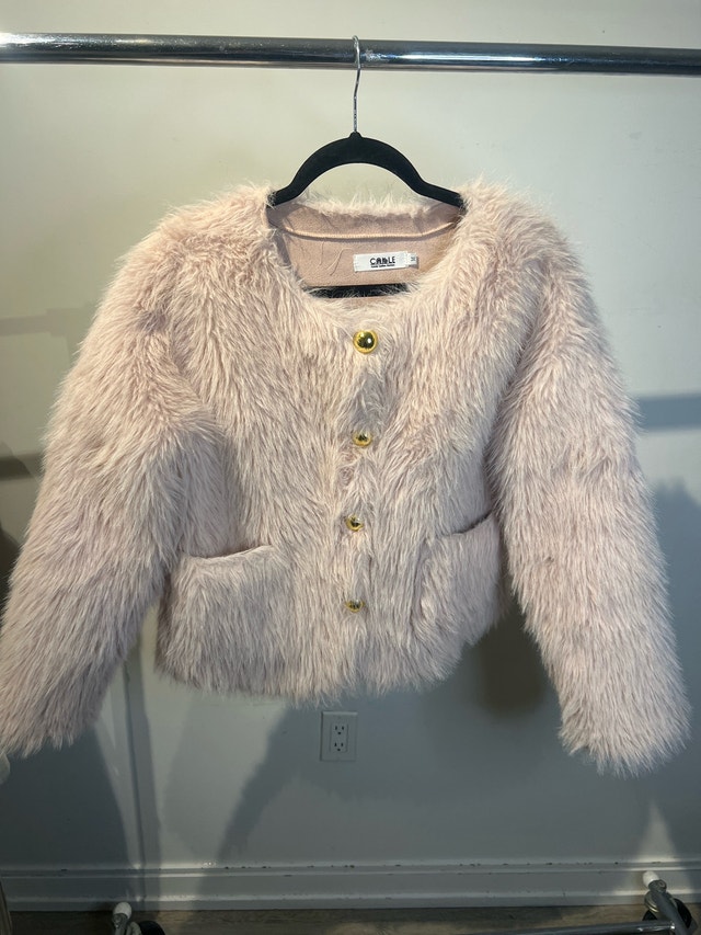 Carole Pink Faux Fur Jacket