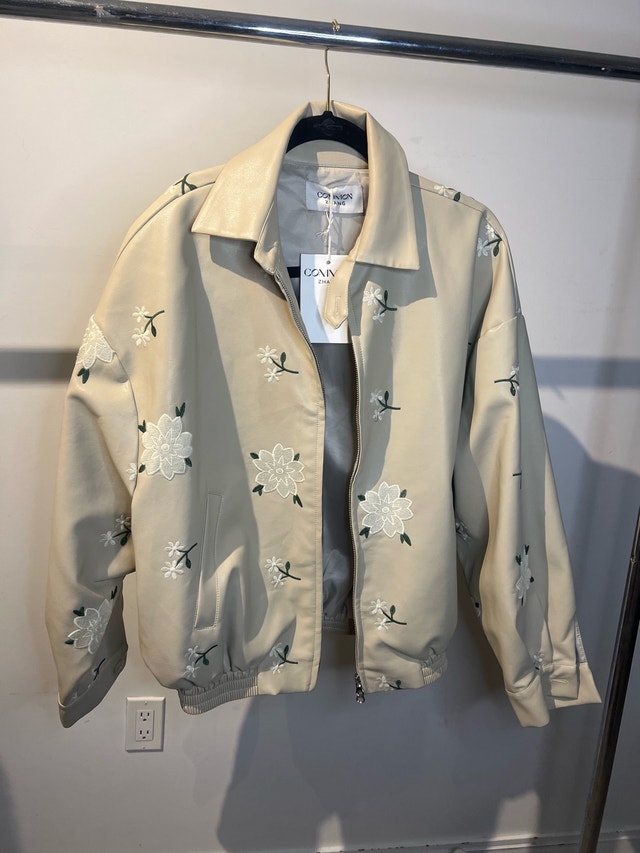 Common Zhang Floral leather Jacket