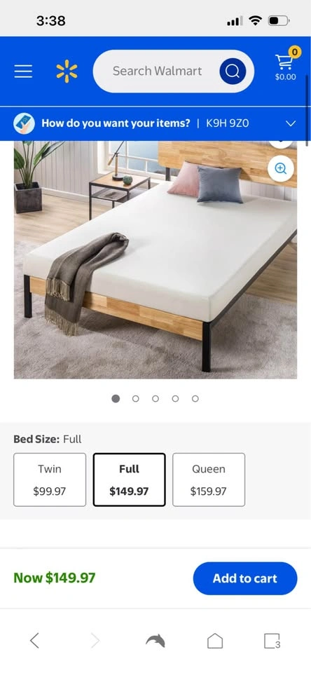 Full Size Bed Frame + 6” Memory Foam Mattress – Like New! - photo 3