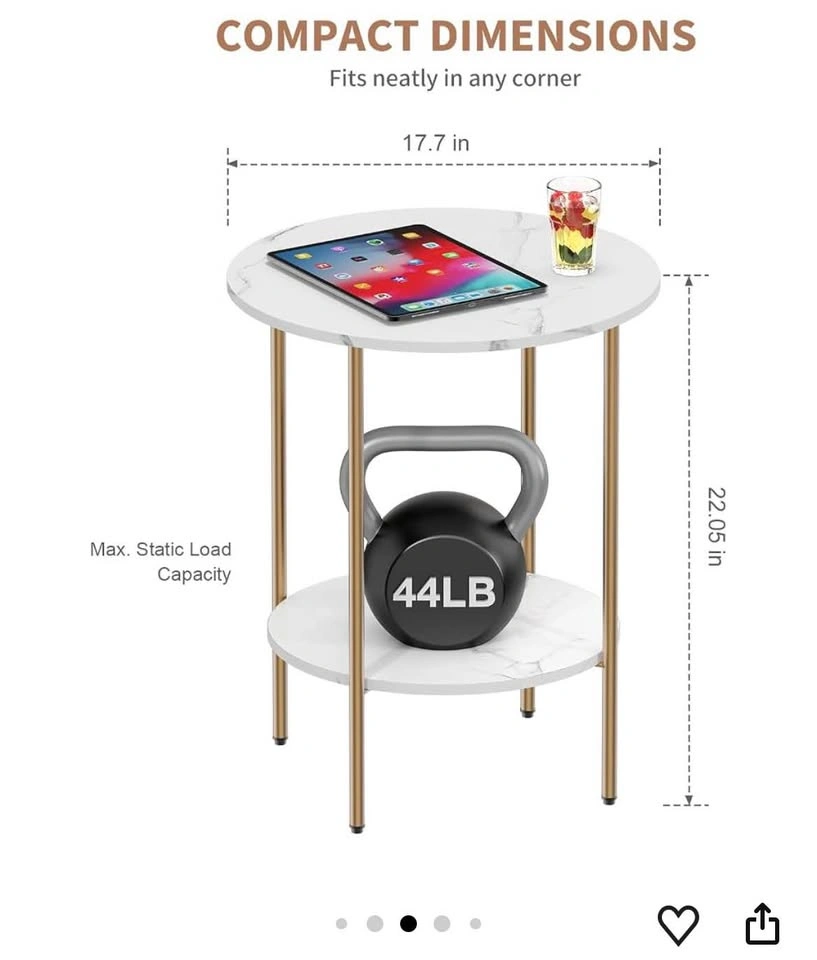 Brand new Side round table 2 storage shelves - photo 3