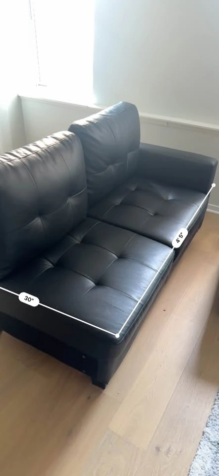 Black Leather Loveseat - photo 2