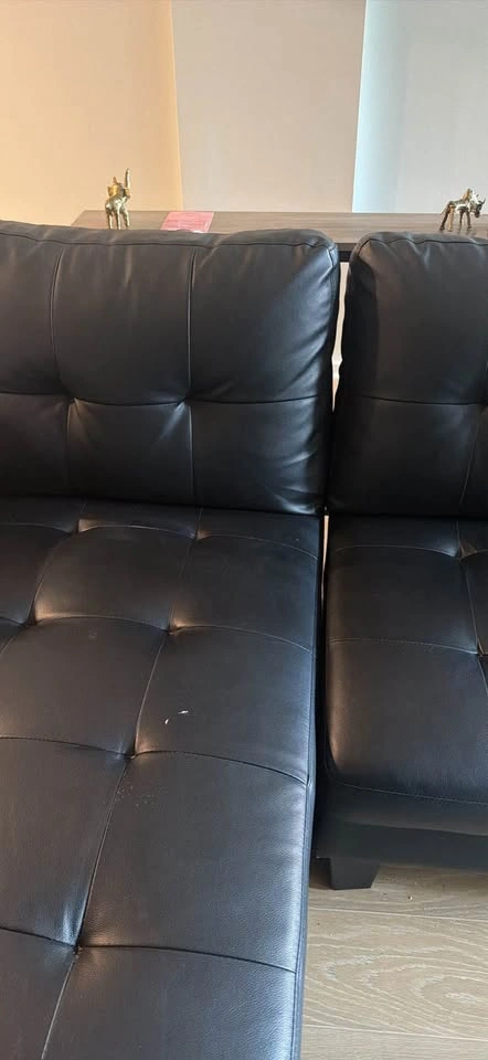 Black Leather Couch Sofa Set, Left Chaise Sectional - photo 2