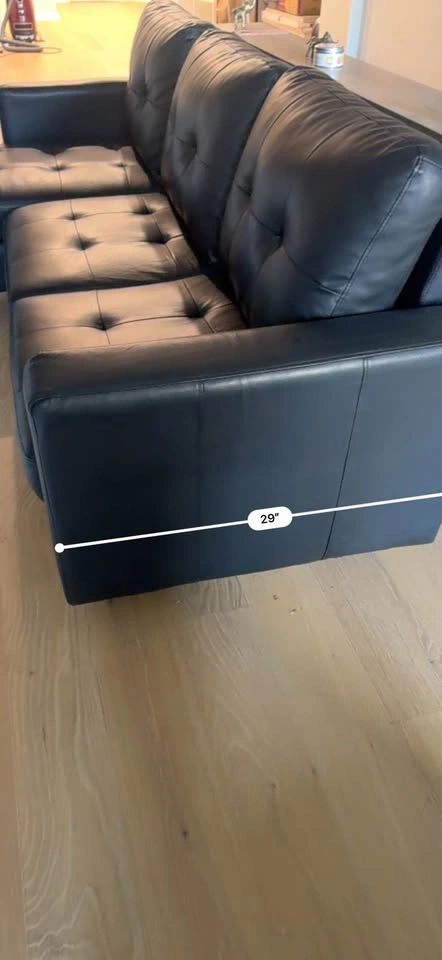 Black Leather Couch Sofa Set, Left Chaise Sectional - photo 3