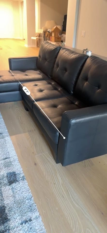 Black Leather Couch Sofa Set, Left Chaise Sectional - photo 4