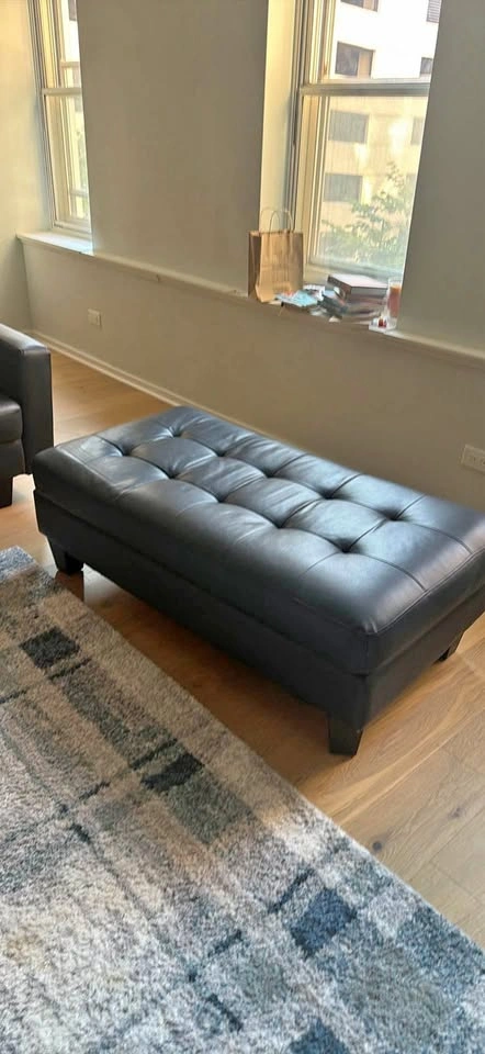 Black Ottoman (Leather)