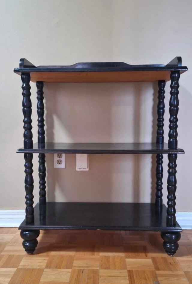Handmade Black Wooden 3-Tier Shelf