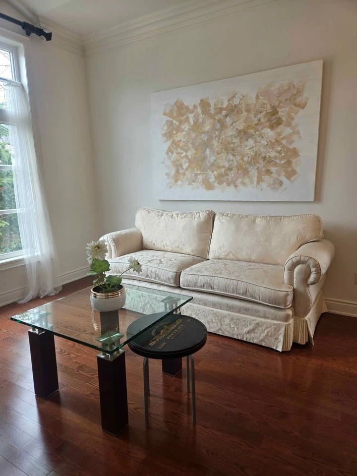 Modern Glass Top Coffee Table with Dark Metal Legs