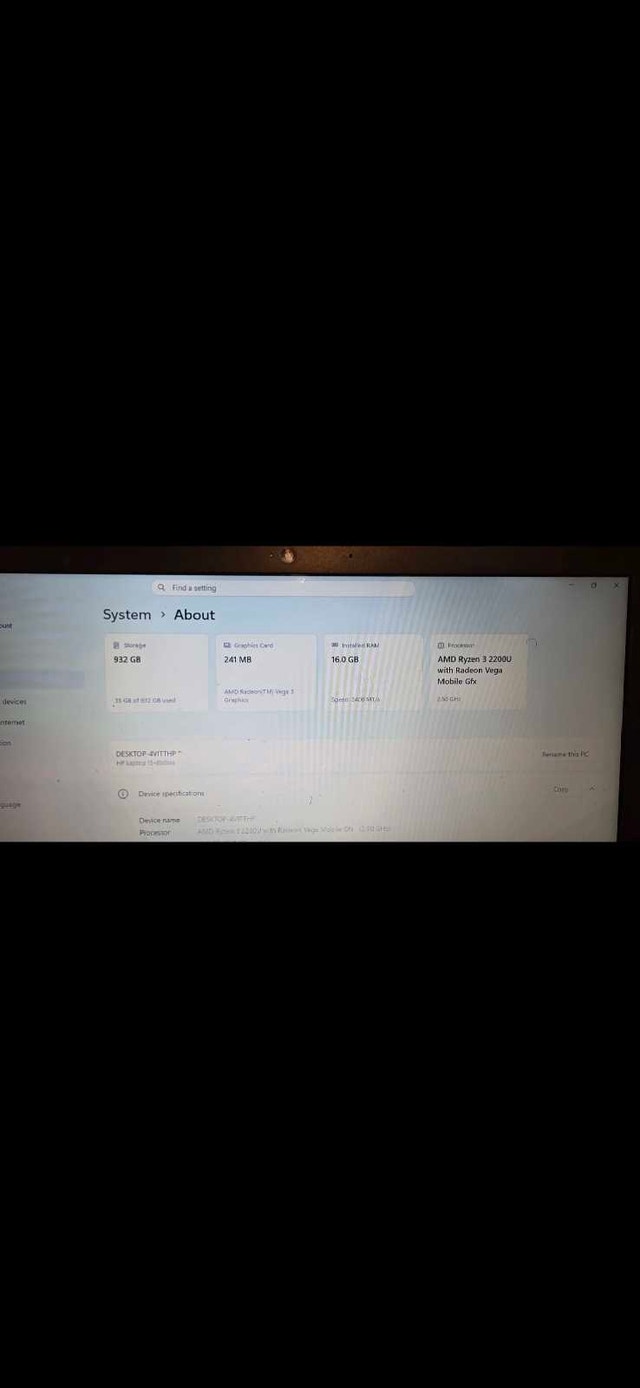 HP Laptop AMD Ryzen 3 3200U 16GB RAM 1TB HDD