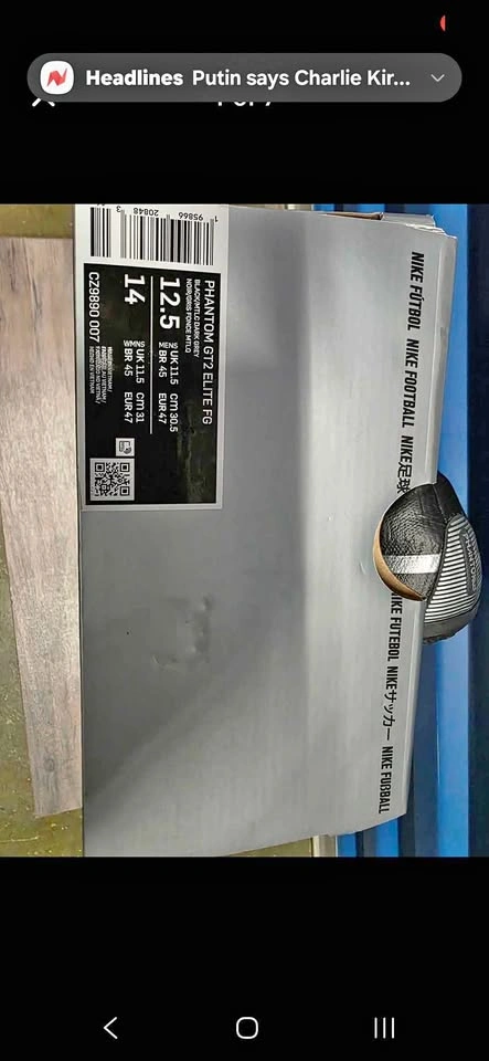 SIZE 12.5 PHANTOM GT2 ELITE FG BLACK/MTLC DARK GREY