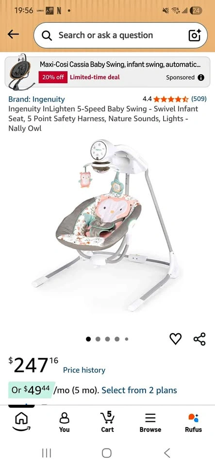 Ingenuity Soothing Swing - New born to 9 months
