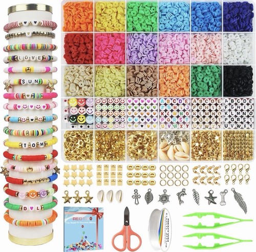 REDTWO Bracelet Making Kit 4600pcs 6mm Polymer Clay Heishi Beads - photo 2