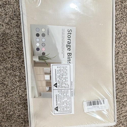 Set of 6 Beige Fabric Foldable Cube Storage Bins w/ Handles 11x1 - photo 2