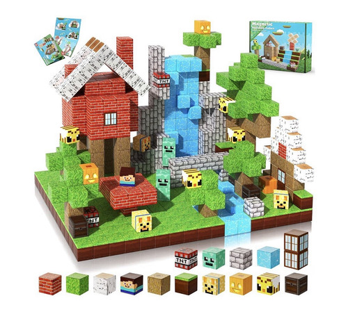 Magnetic Building Cubes 100-Piece Minecraft Magnetic Building Se