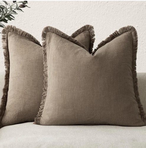 FOINDTOWER 18x18 Brown Ramie/Cotton Throw Pillow Cover