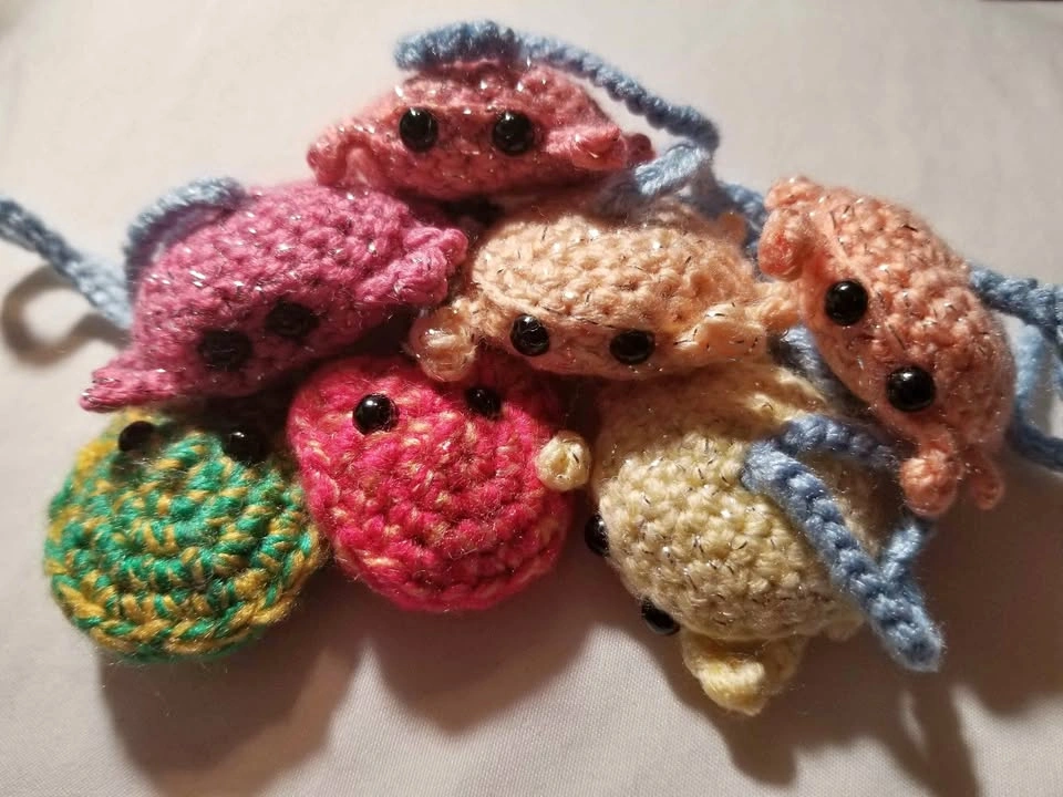 2 Crabs & Cats Crochet Keychains
