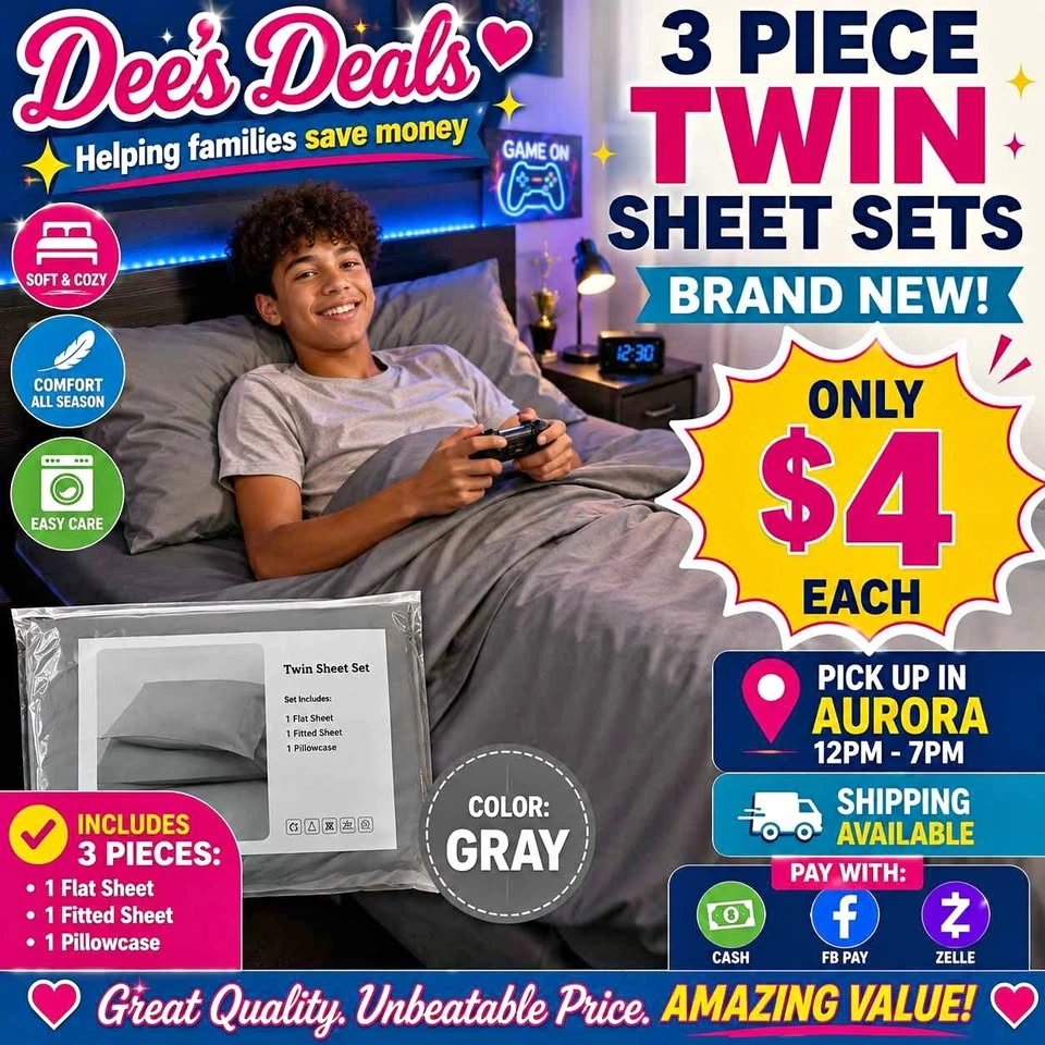 3 Piece Twin Sheet Sets BRAND NEW ONLY $4