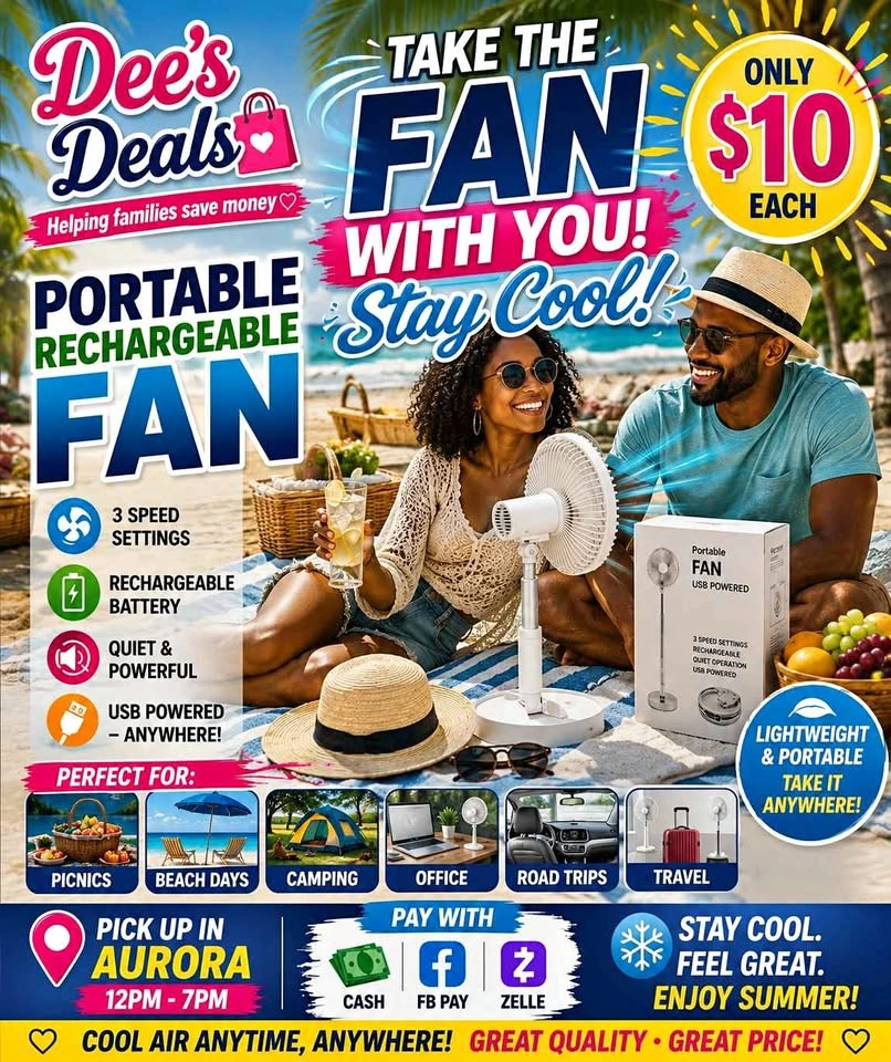 Portable Rechargeable Fan BRAND NEW ONLY $10