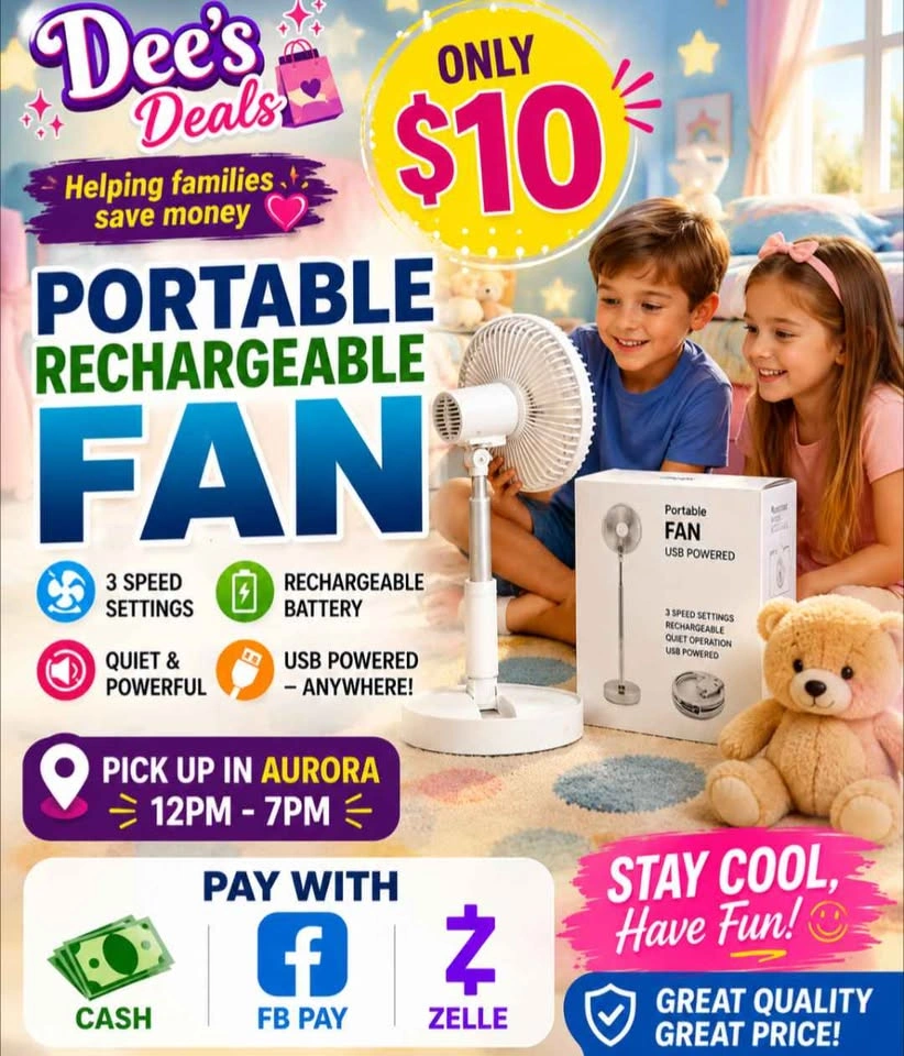 Portable Rechargeable Fan BRAND NEW ONLY $10 - photo 2