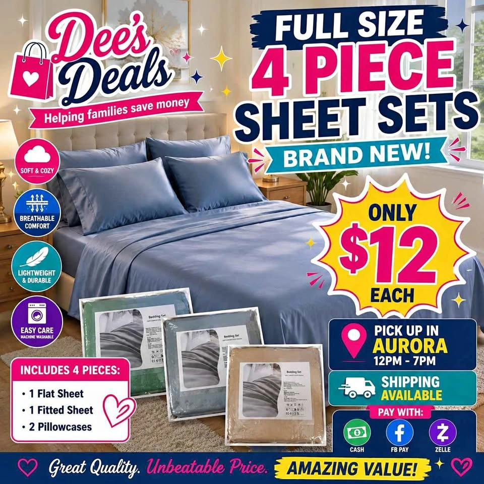 Full size 4 piece sheet sets BRAND NEW ONLY $12