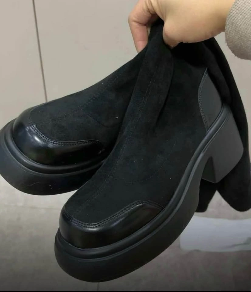 Black over-the-knee boots chunky sole - photo 2