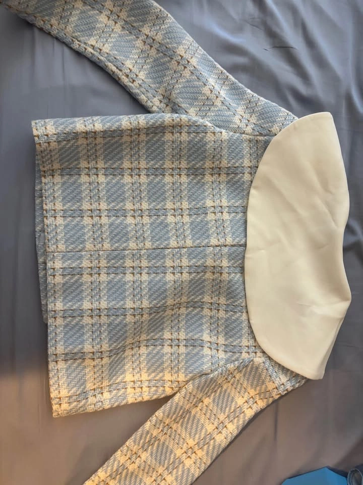 Light blue and white plaid jacket - photo 2