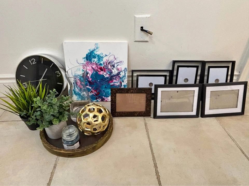 MOVING SALE Home Decor Bundle - Picture Frames, Clock, and Accen