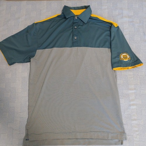 FootJoy Men’s Medium Golf Polo Shirt Green Yellow Striped