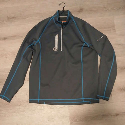 Sunice Mens XL 1/4 Zip Pullover Grey Blue Stitch Stretch