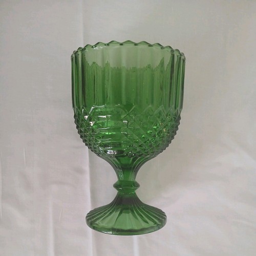AHC82 Anchor Hocking Wintergreen Chalice 6 1/8" Green Antique
