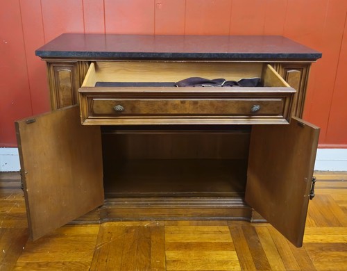 1970s Walnut Buffet Sideboard With Velvet Lined Silverware Drawe - photo 4