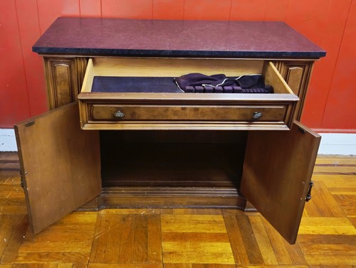 1970s Walnut Buffet Sideboard With Velvet Lined Silverware Drawe - photo 5