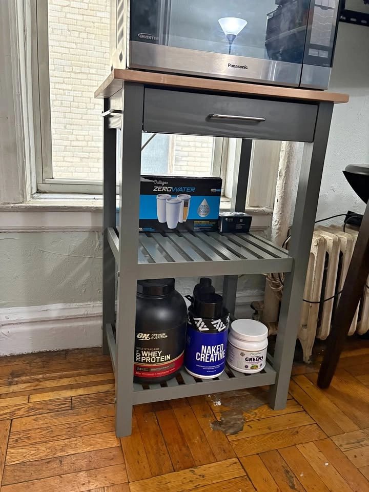 Casual Home Sunrise Small Kitchen Island with Hardwood Top