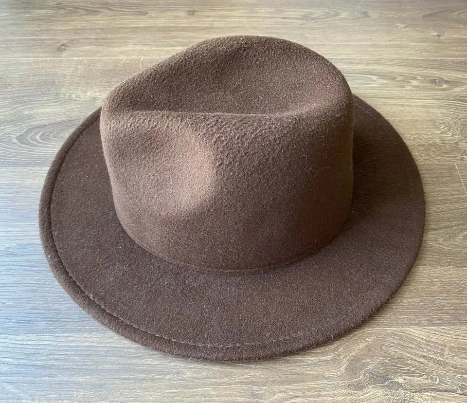 Brown Wool Felt Wide Brim Fedora Hat - photo 2