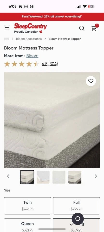 bloom king size matress topper - photo 2