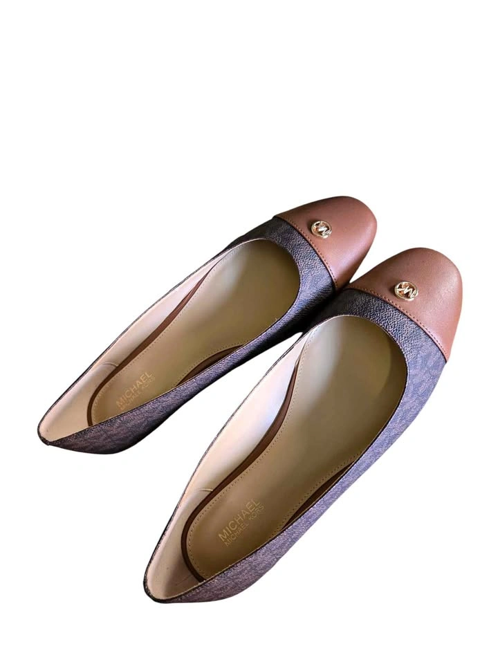 Michael Kors Whitney Flex Ballet Flats Brown Logo MK Size 7.5