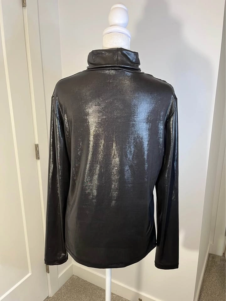 DYNAMITE Shiny Black Metallic Turtleneck - Size XL - photo 2