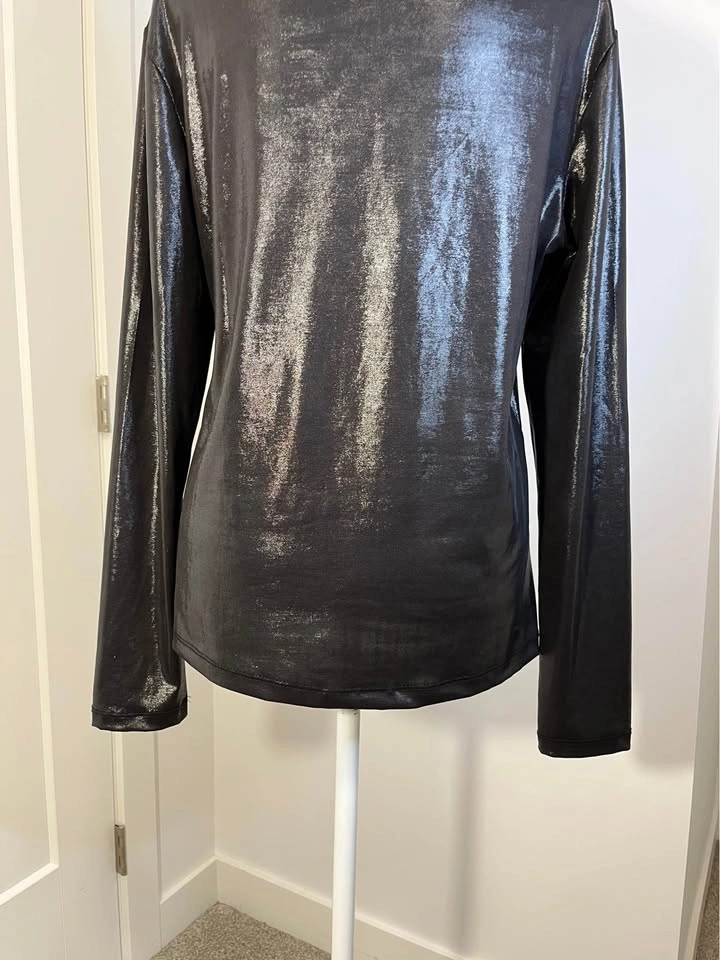 DYNAMITE Shiny Black Metallic Turtleneck - Size XL - photo 5