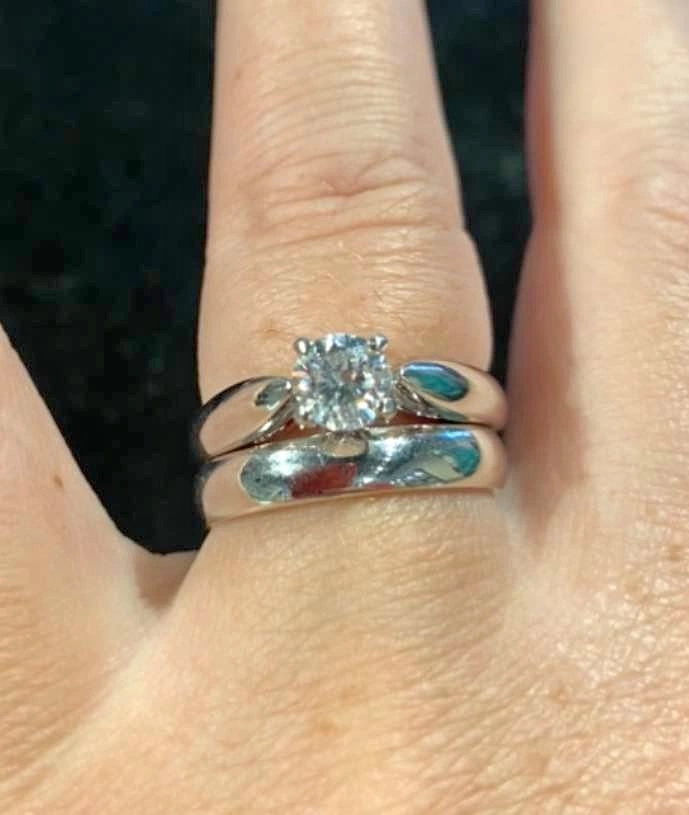 Platinum engagement and wedding rings - size 7