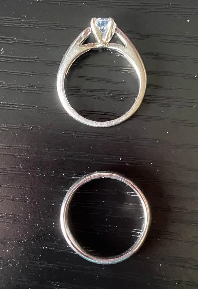 Platinum engagement and wedding rings - size 7 - photo 2