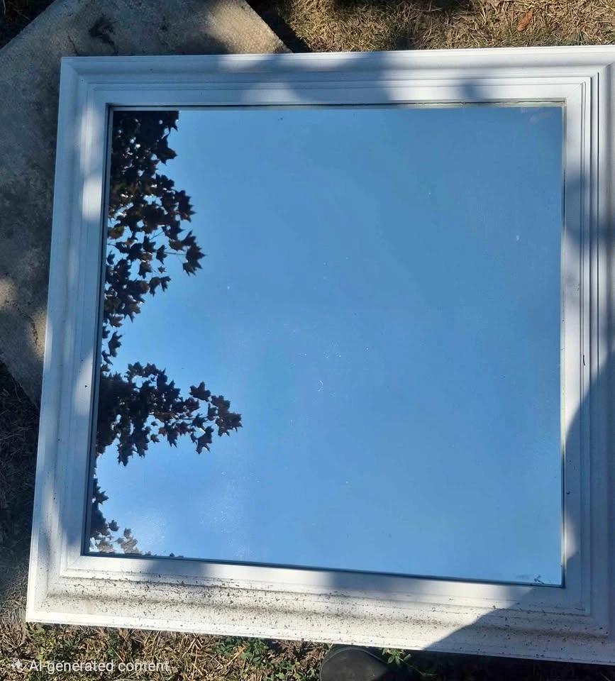 Square White Framed Mirror