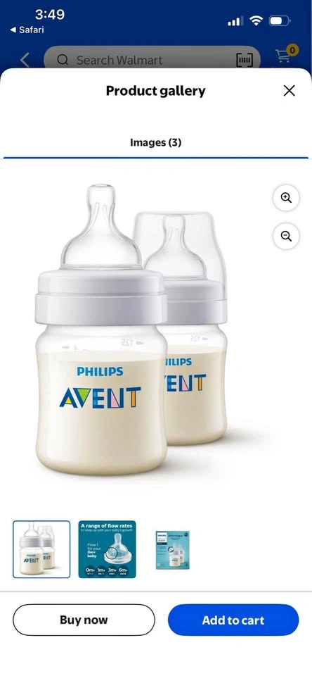 Baby Bottle Philips Avent Anti-colic 4oz, 2 pack