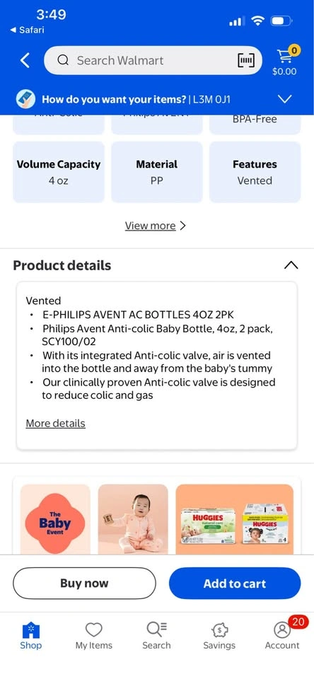 Baby Bottle Philips Avent Anti-colic 4oz, 2 pack - photo 2
