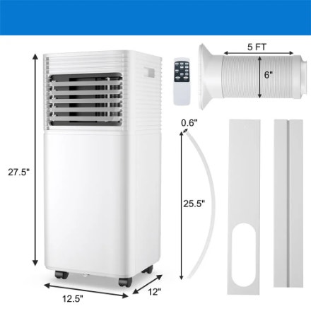 Costway FP10233US-WH 8000 BTU Portable 3-in-1 Air Conditioner