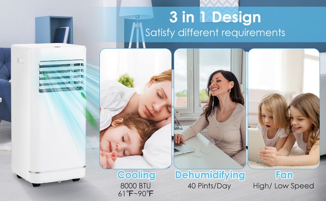 Costway FP10233US-WH 8000 BTU Portable 3-in-1 Air Conditioner - photo 4