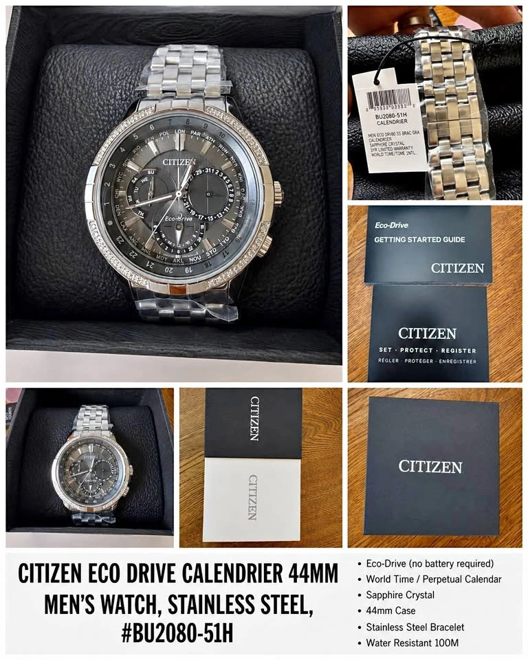BNIB Citizen Eco-Drive Calendrier 44mm Men’s Watch – BU2080-51H