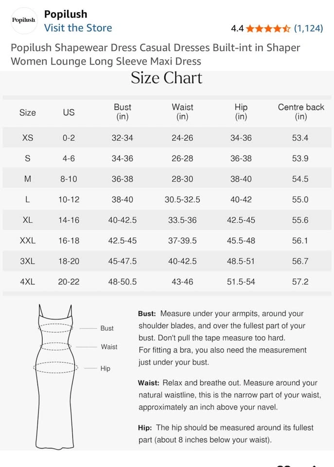 Popilush Shapewear Long Sleeve Maxi Dress - BLACK - LARGE - photo 4